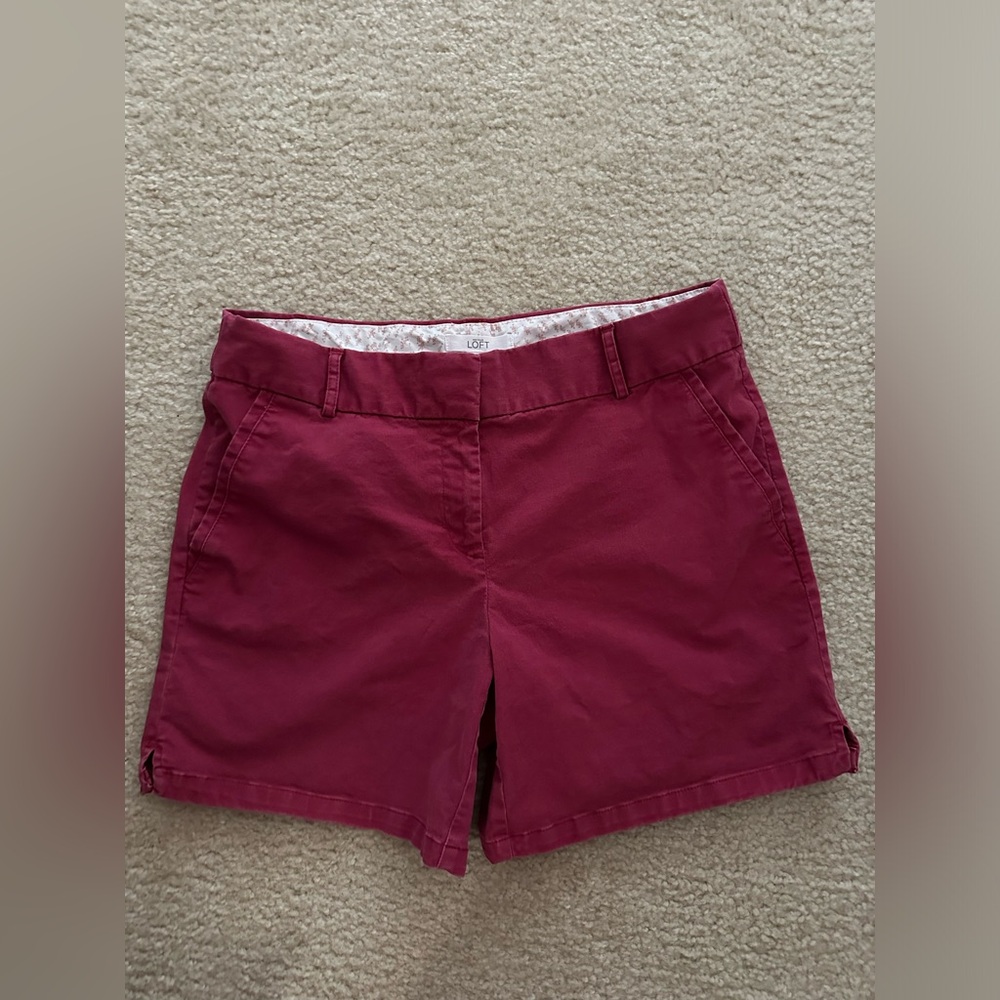 LOFT Ann Taylor Women's Red Berry Maroon Women’s Cotton Shorts Size 8